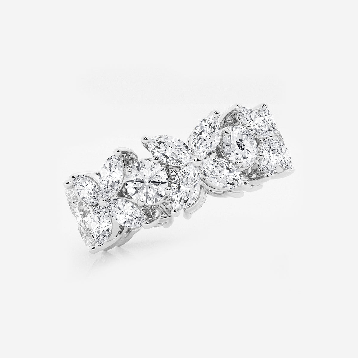 Gwyneth 5 ctw Marquise and Round Lab Grown Diamond Flower Eternity Band - 8.3mm Width    Platinum, DE, VS1