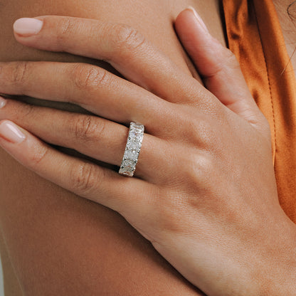 Justine 3 1/6 ctw Radiant Lab Grown Diamond Seven-Stone Anniversary Band    14K White Gold, DE, VS1