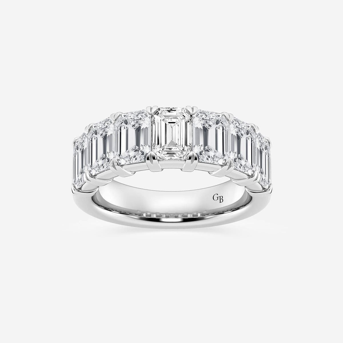Lucille 5 ctw Emerald Lab Grown Diamond Seven-Stone Anniversary Band    14K White Gold, DE, VS1