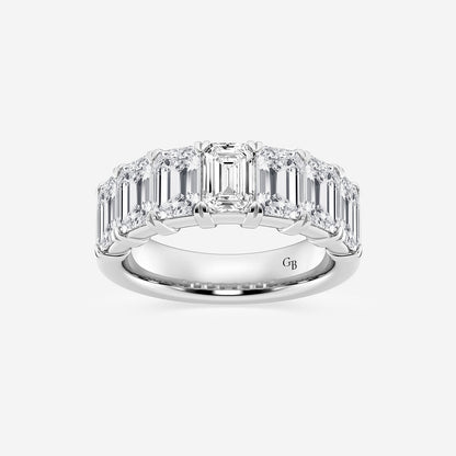 Lucille 5 ctw Emerald Lab Grown Diamond Seven-Stone Anniversary Band    14K White Gold, DE, VS1