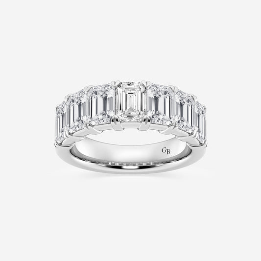 Lucille 5 ctw Emerald Lab Grown Diamond Seven-Stone Anniversary Band    14K White Gold, DE, VS1