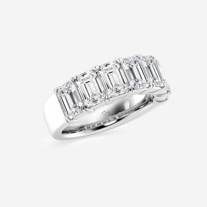 Lucille 5 ctw Emerald Lab Grown Diamond Seven-Stone Anniversary Band    14K White Gold, DE, VS1