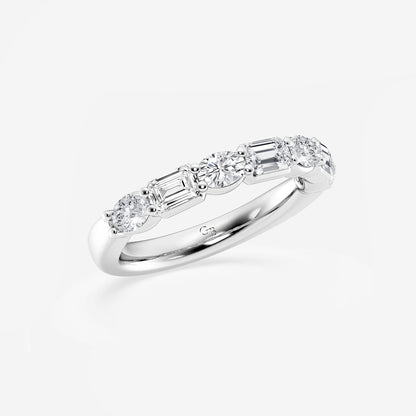 Kinsley 1 2/5 ctw Emerald and Oval Lab Grown Diamond Alternating Seven-Stone Anniversary Band    14K White Gold, DE, VS1