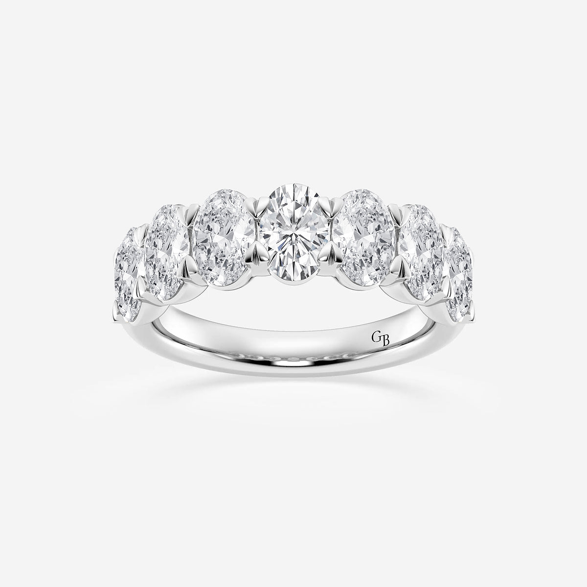 Deborah 3 ctw Oval Lab Grown Diamond Seven-Stone Anniversary Band    14K White Gold, DE, VS1