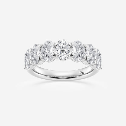 Deborah 3 ctw Oval Lab Grown Diamond Seven-Stone Anniversary Band    14K White Gold, DE, VS1