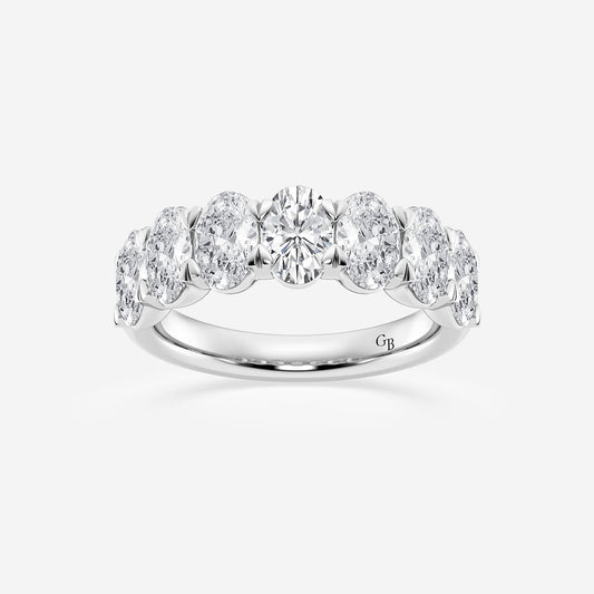 Deborah 3 ctw Oval Lab Grown Diamond Seven-Stone Anniversary Band    14K White Gold, DE, VS1