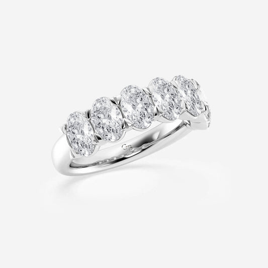 Deborah 3 ctw Oval Lab Grown Diamond Seven-Stone Anniversary Band    14K White Gold, DE, VS1