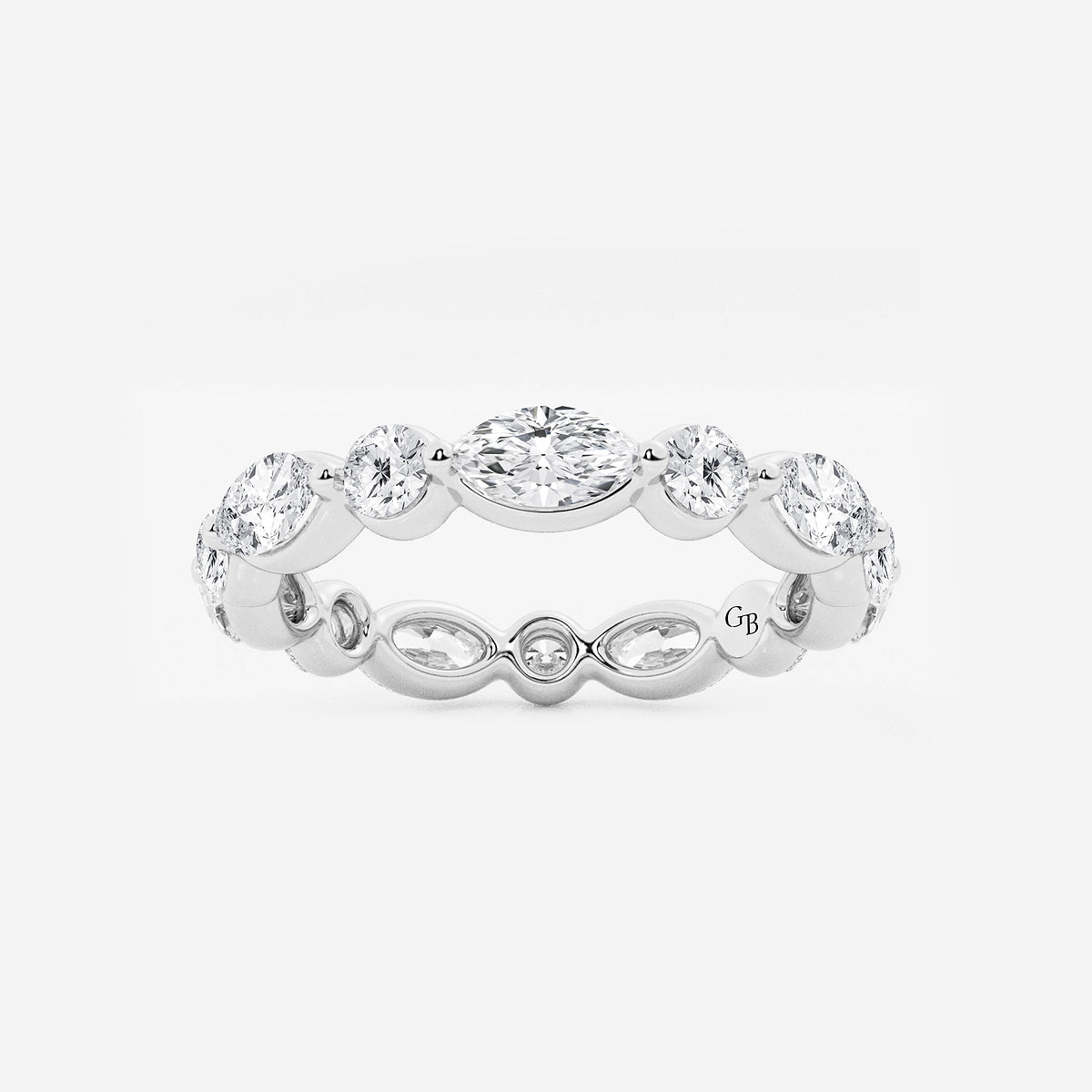 Hailey 2 ctw Marquise and Round Lab Grown Diamond Floating Eternity Band - 3mm Width    14K White Gold, DE, VS1