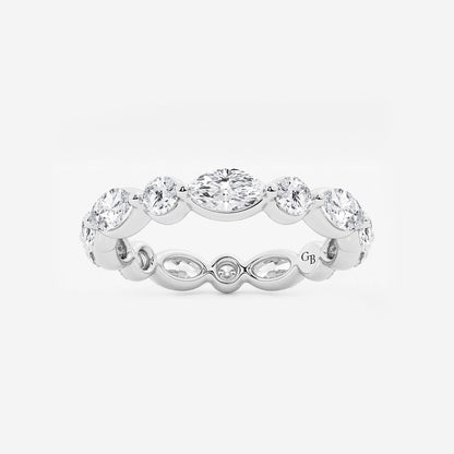 Hailey 2 ctw Marquise and Round Lab Grown Diamond Floating Eternity Band - 3mm Width    14K White Gold, DE, VS1