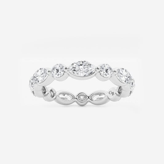 Hailey 2 ctw Marquise and Round Lab Grown Diamond Floating Eternity Band - 3mm Width    14K White Gold, DE, VS1