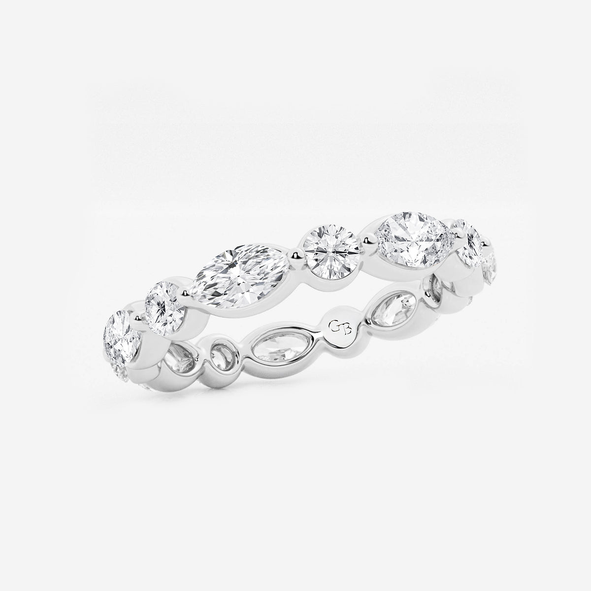 Hailey 2 ctw Marquise and Round Lab Grown Diamond Floating Eternity Band - 3mm Width    14K White Gold, DE, VS1