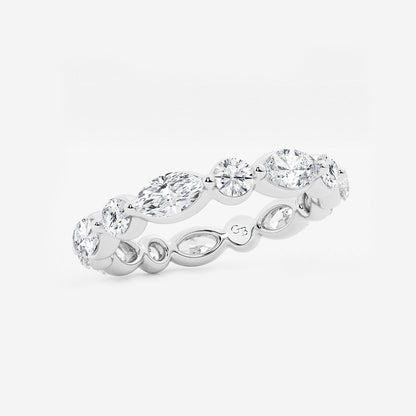 Hailey 2 ctw Marquise and Round Lab Grown Diamond Floating Eternity Band - 3mm Width    14K White Gold, DE, VS1