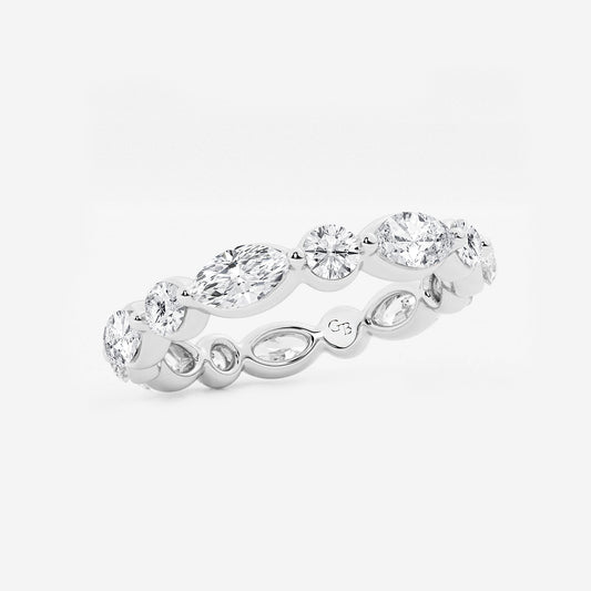 Hailey 2 ctw Marquise and Round Lab Grown Diamond Floating Eternity Band - 3mm Width    14K White Gold, DE, VS1