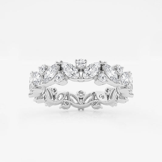 Desiree 2 ctw Marquise Lab Grown Diamond Alternating Eternity Band - 4.4mm Width    14K White Gold, DE, VS1
