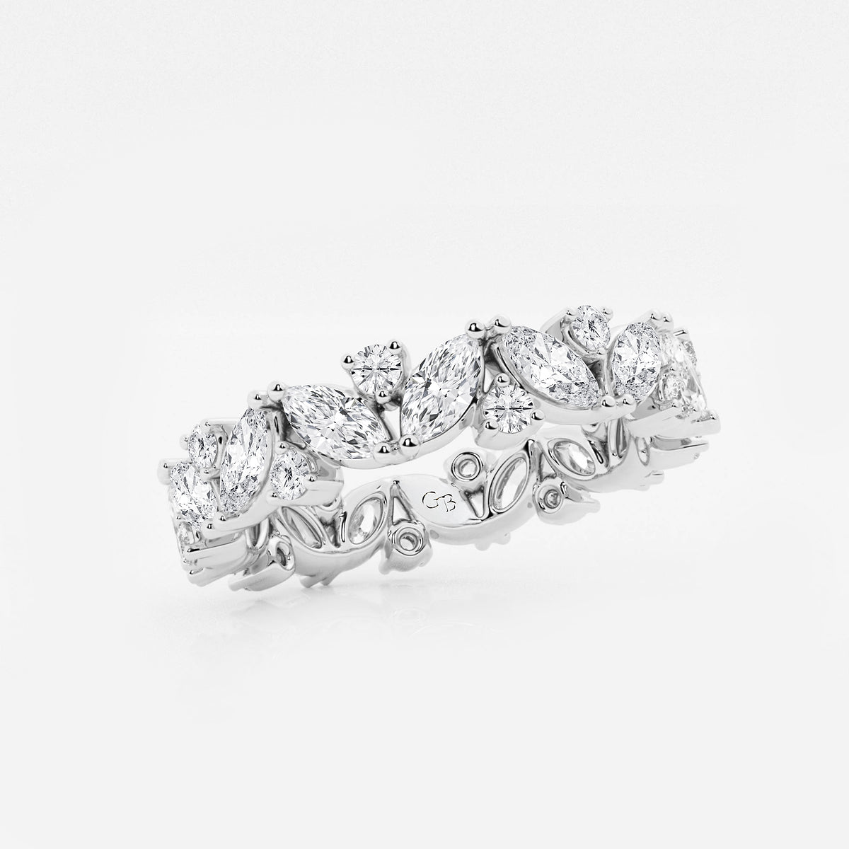 Desiree 2 ctw Marquise Lab Grown Diamond Alternating Eternity Band - 4.4mm Width    14K White Gold, DE, VS1