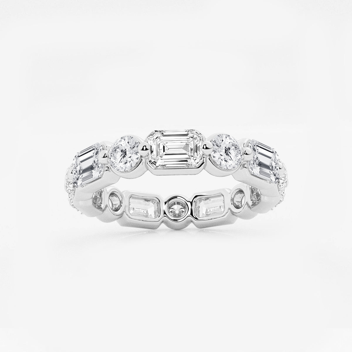 Gina 4 ctw Emerald Lab Grown Diamond Floating Eternity Band - 3.4mm Width    Platinum, DE, VS1