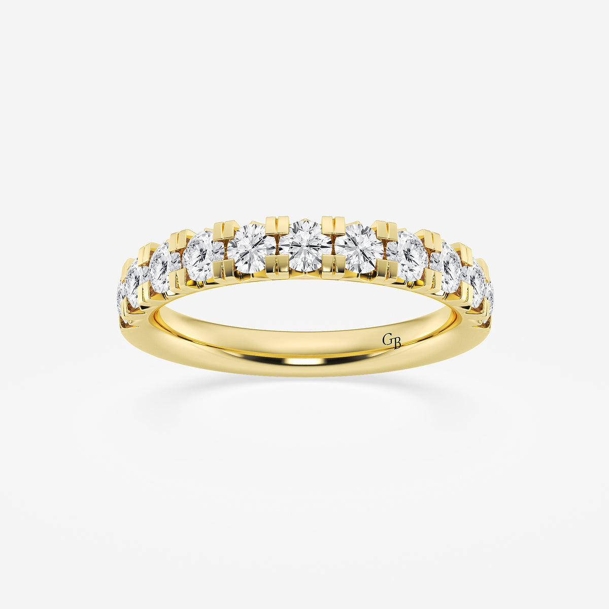 Annalise 1 ctw Round Lab Grown Diamond French Pave Wedding Band    14K Yellow Gold, DE, VS1