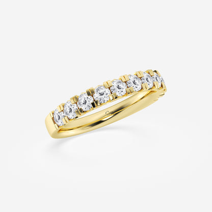 Annalise 1 ctw Round Lab Grown Diamond French Pave Wedding Band    14K Yellow Gold, DE, VS1
