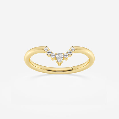 Michelle 1/10 ctw Pear Lab Grown Diamond Crescent Shape Stackable Ring    14K Yellow Gold, DE, VS1| 0.05 ct Center