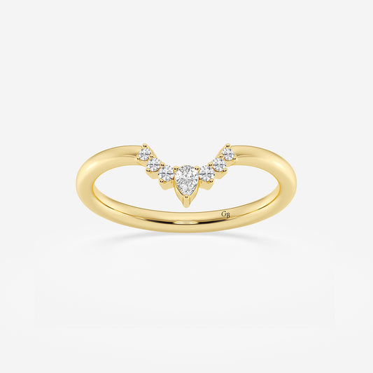 Michelle 1/10 ctw Pear Lab Grown Diamond Crescent Shape Stackable Ring    14K Yellow Gold, DE, VS1| 0.05 ct Center