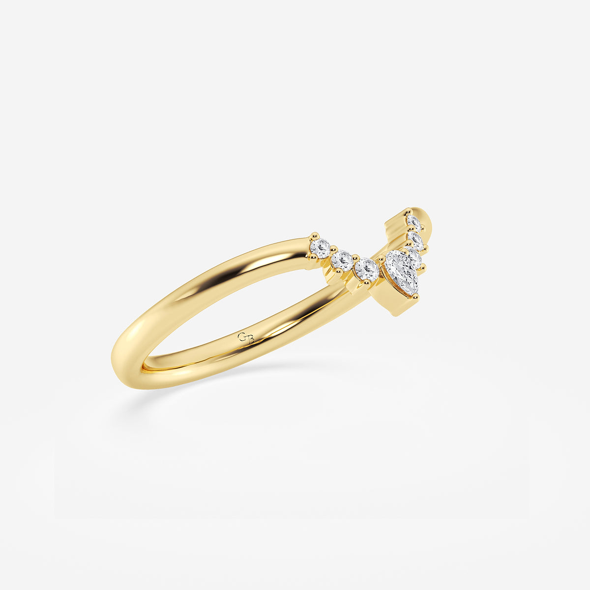 Michelle 1/10 ctw Pear Lab Grown Diamond Crescent Shape Stackable Ring    14K Yellow Gold, DE, VS1| 0.05 ct Center