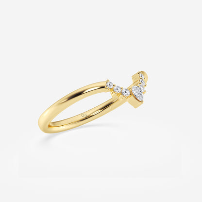 Michelle 1/10 ctw Pear Lab Grown Diamond Crescent Shape Stackable Ring    14K Yellow Gold, DE, VS1| 0.05 ct Center