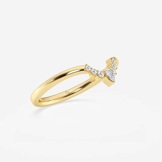 Michelle 1/10 ctw Pear Lab Grown Diamond Crescent Shape Stackable Ring    14K Yellow Gold, DE, VS1| 0.05 ct Center