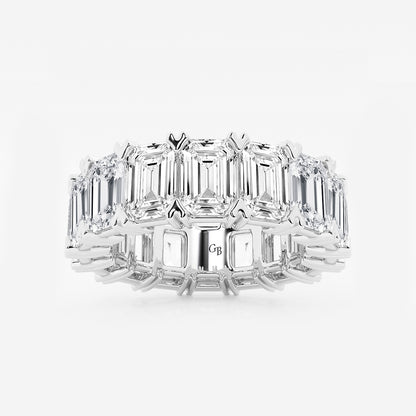 Quinn 12 ctw Emerald Lab Grown Diamond V-Prong Eternity Band - 6.2mm Width    Platinum, DE, VS1