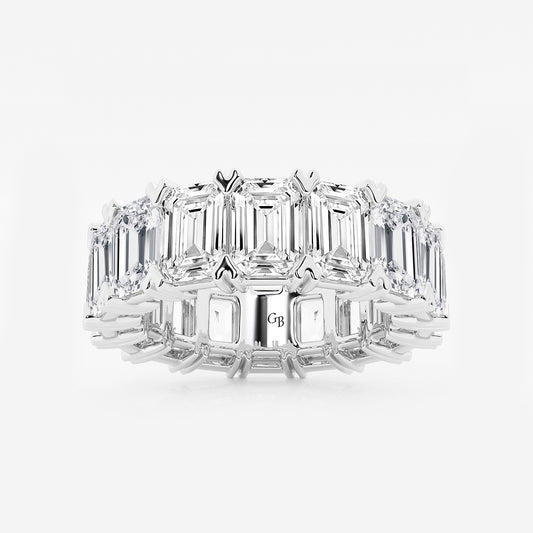 Quinn 12 ctw Emerald Lab Grown Diamond V-Prong Eternity Band - 6.2mm Width    Platinum, DE, VS1