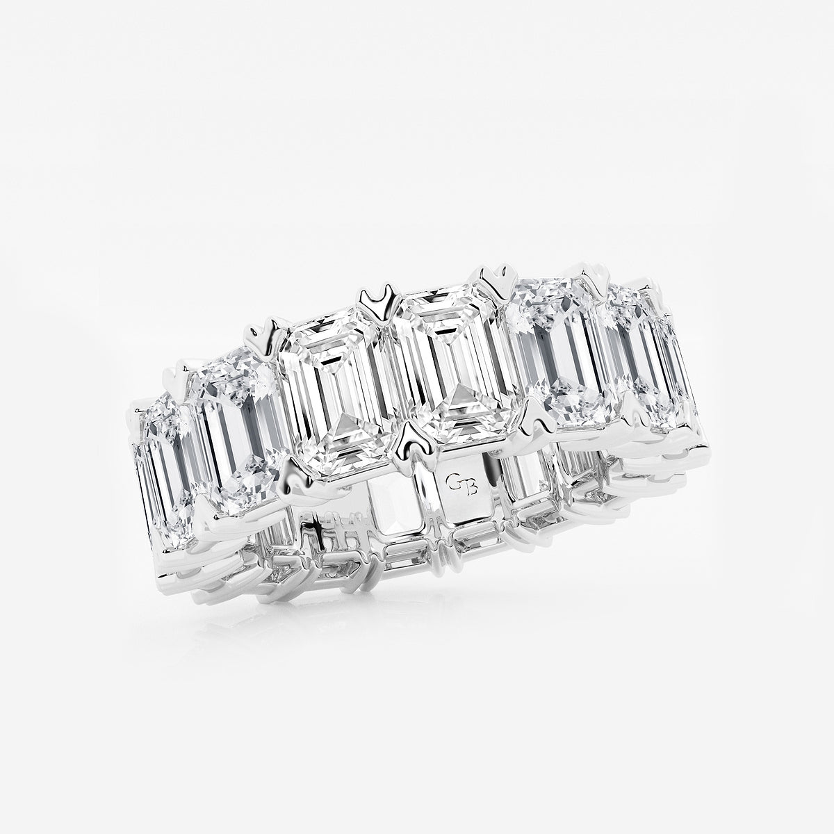 Quinn 12 ctw Emerald Lab Grown Diamond V-Prong Eternity Band - 6.2mm Width    Platinum, DE, VS1