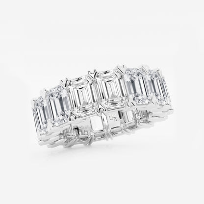 Quinn 12 ctw Emerald Lab Grown Diamond V-Prong Eternity Band - 6.2mm Width    Platinum, DE, VS1