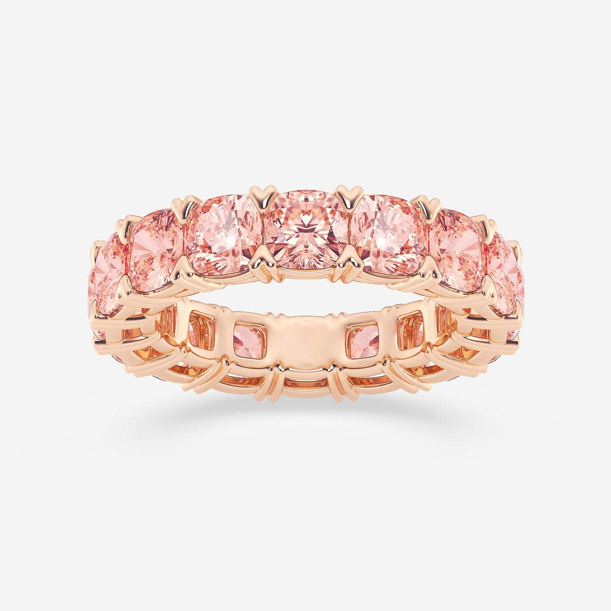 Abby 7 ctw V-Prong Fancy Pink Eternity Band - 4.4mm Width    14K Rose Gold