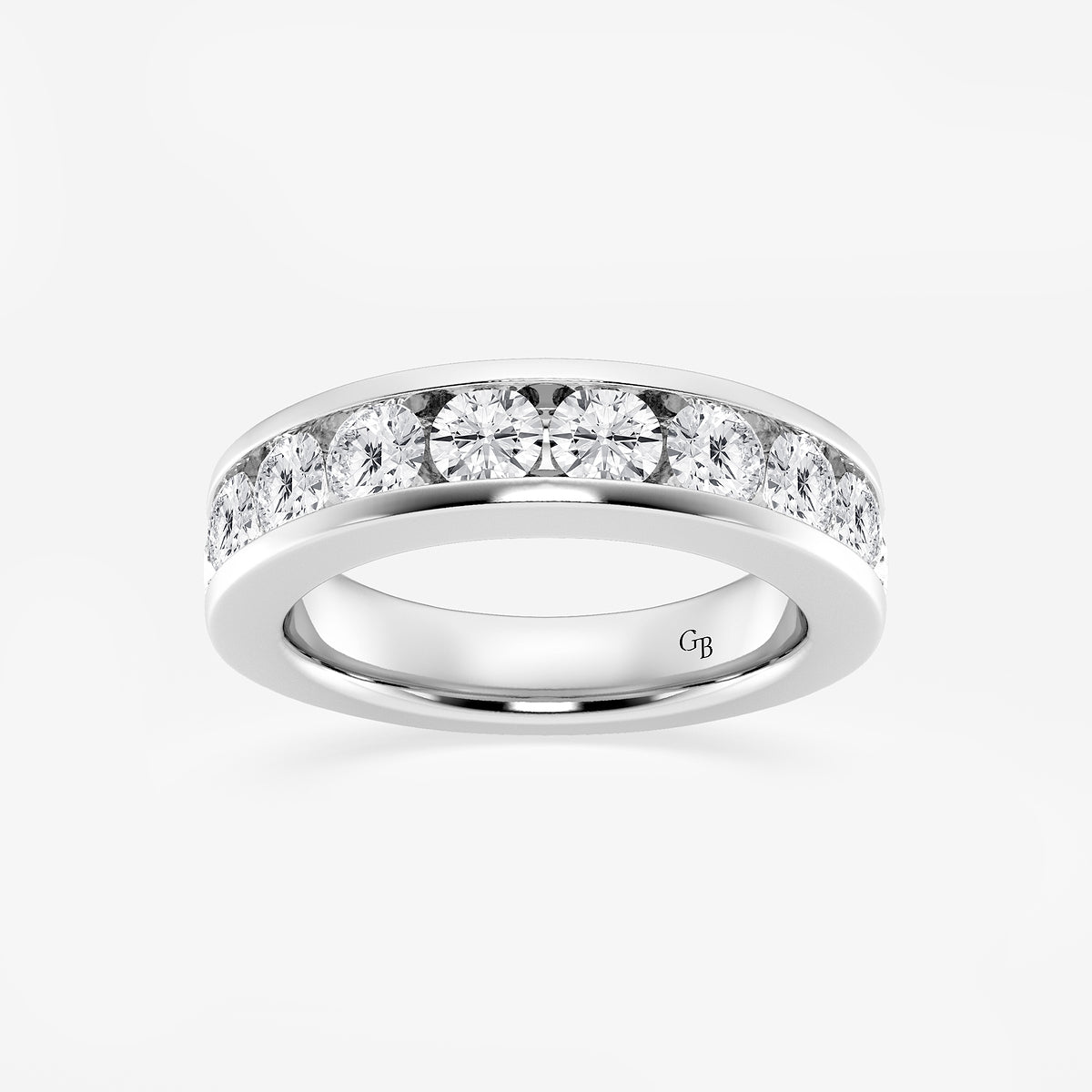 Celia 2 ctw Round Lab Grown Diamond Wedding Band    14K White Gold, DE, VS1