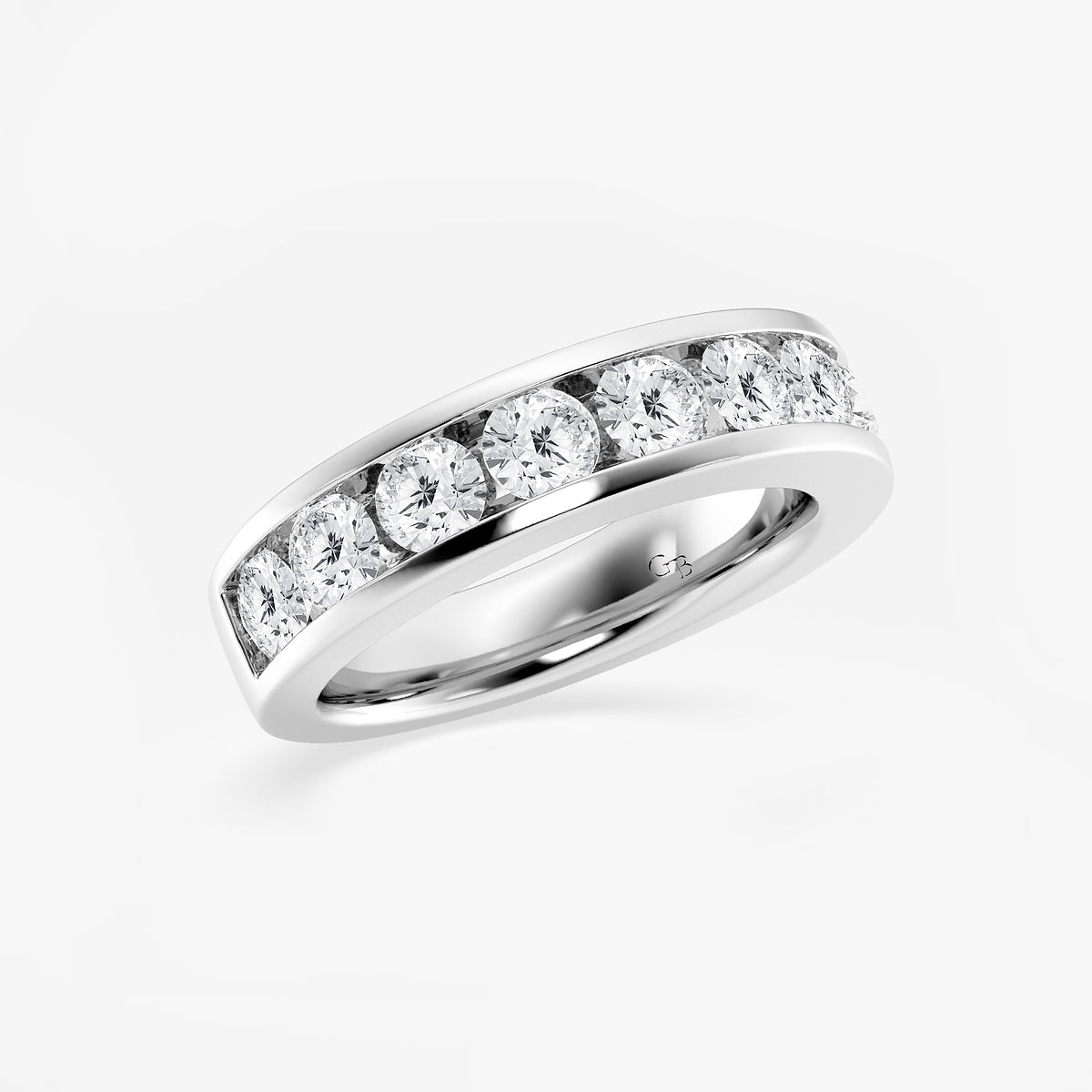 Celia 2 ctw Round Lab Grown Diamond Wedding Band    14K White Gold, DE, VS1
