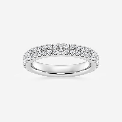 Kenzie 1 ctw Round Lab Grown Diamond Petite Two Row Micro Pave Eternity Band - 3.1mm Width    14K White Gold, DE, VS1