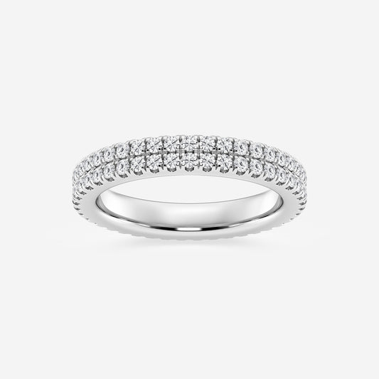 Kenzie 1 ctw Round Lab Grown Diamond Petite Two Row Micro Pave Eternity Band - 3.1mm Width    14K White Gold, DE, VS1