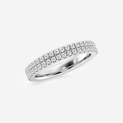 Kenzie 1 ctw Round Lab Grown Diamond Petite Two Row Micro Pave Eternity Band - 3.1mm Width    14K White Gold, DE, VS1