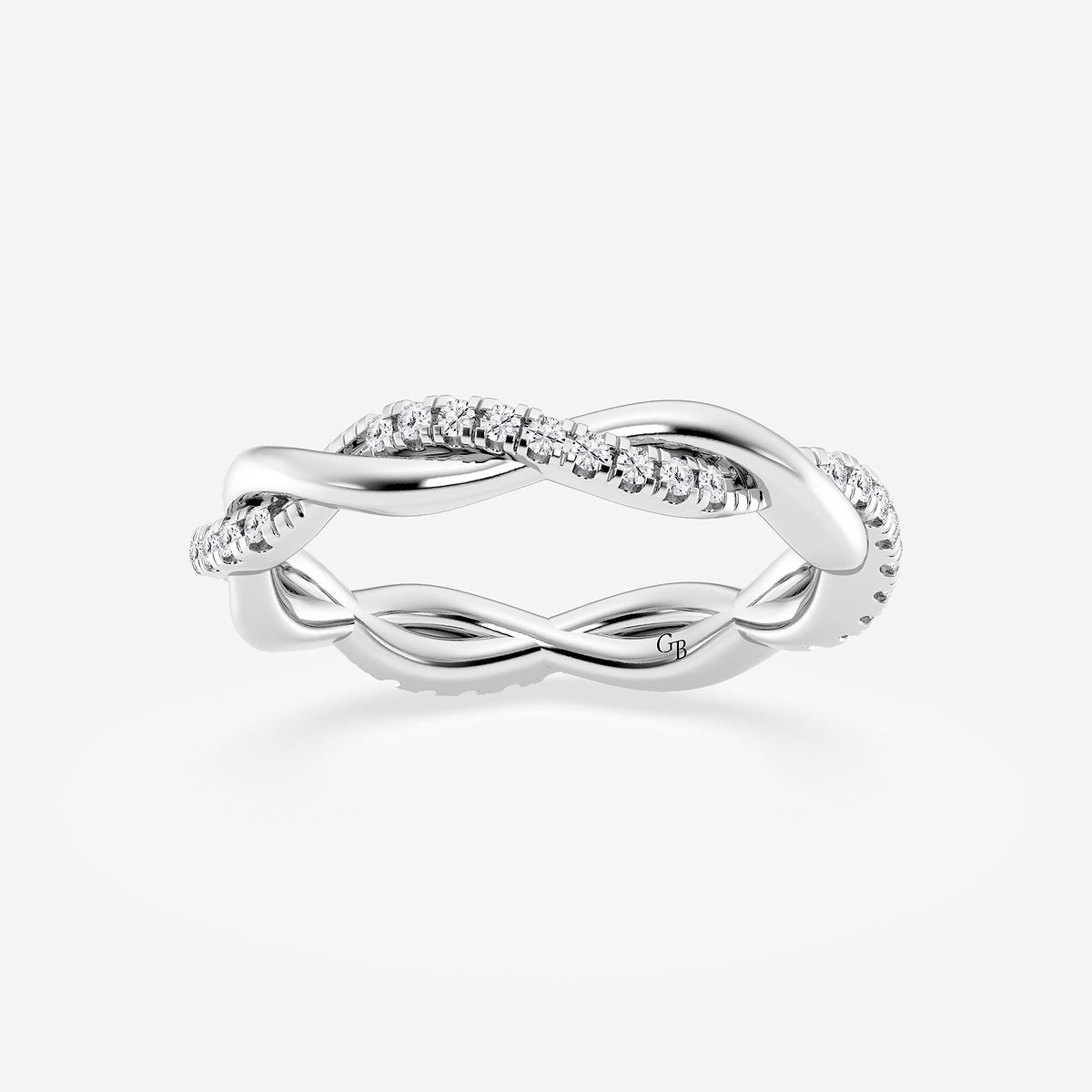 Fatima 1/4 ctw Round Lab Grown Diamond Petite Twist Eternity Band - 3mm Width    14K White Gold, DE, VS1