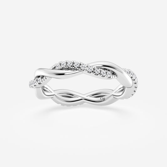 Fatima 1/4 ctw Round Lab Grown Diamond Petite Twist Eternity Band - 3mm Width    14K White Gold, DE, VS1