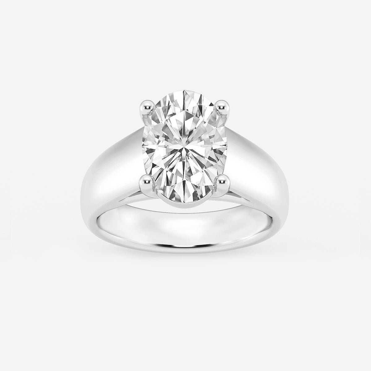Harlow Oval Diamond Wide Shank Solitaire Ring in Platinum - 3 CTW