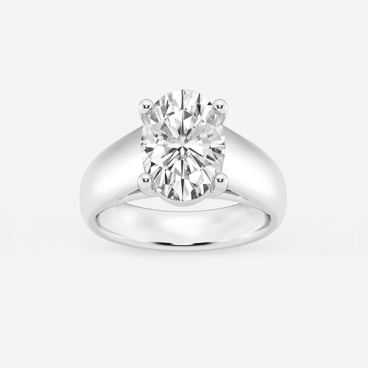 Harlow Oval Diamond Wide Shank Solitaire Ring in Platinum - 3 CTW