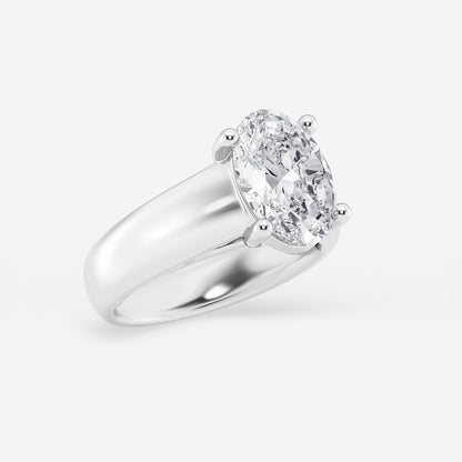 Harlow Oval Diamond Wide Shank Solitaire Ring in Platinum - 3 CTW