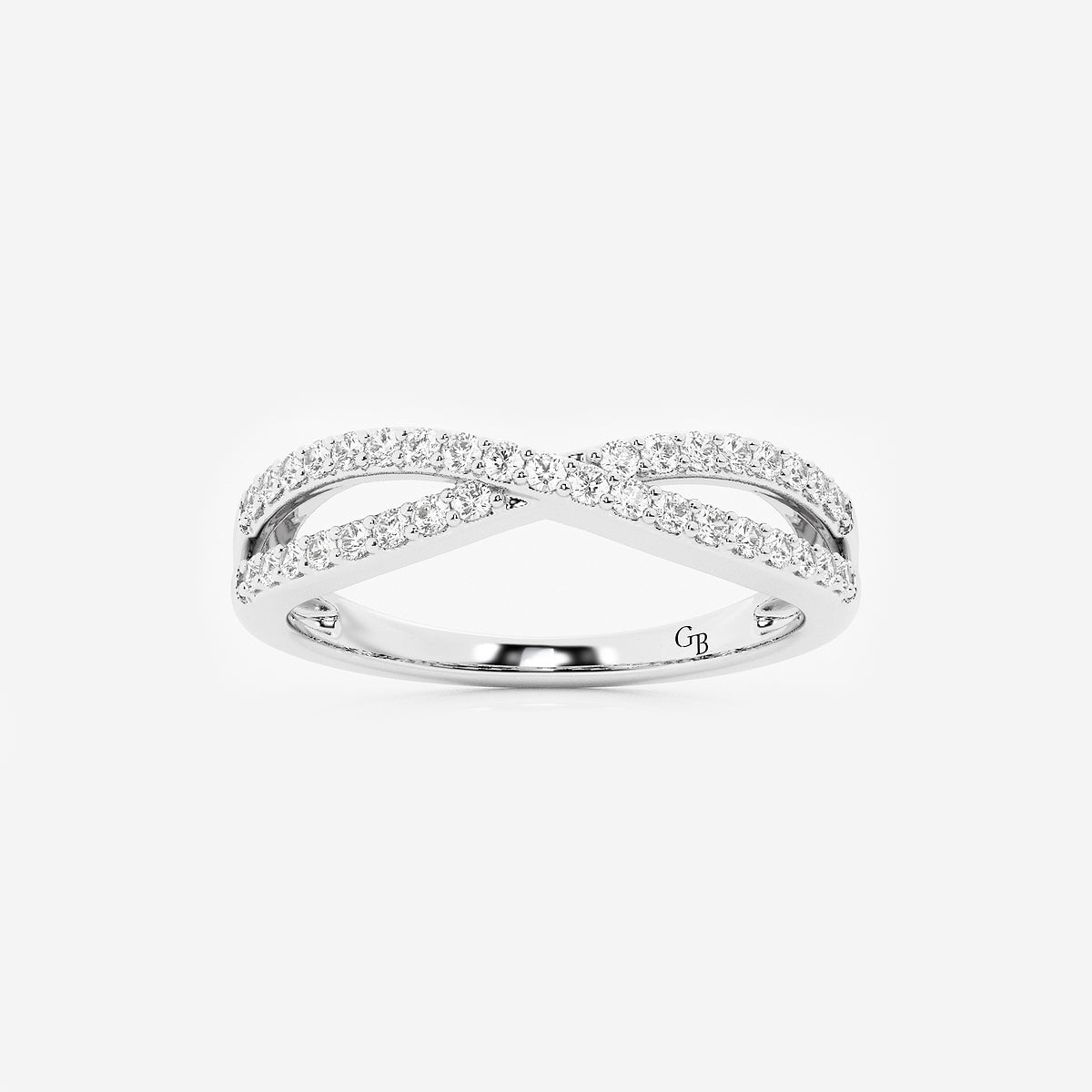 Marley 1/4 ctw Round Lab Grown Diamond Crossover Wedding Band    Platinum, DE, VS1