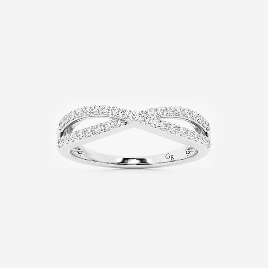 Marley 1/4 ctw Round Lab Grown Diamond Crossover Wedding Band    Platinum, DE, VS1