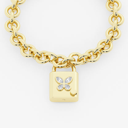 Sant'Angelo 1 ctw Multi-Shape Lab Grown Diamond Butterfly Lock Bracelet    SS with 14K Yellow Gold Plating, DE, VS1