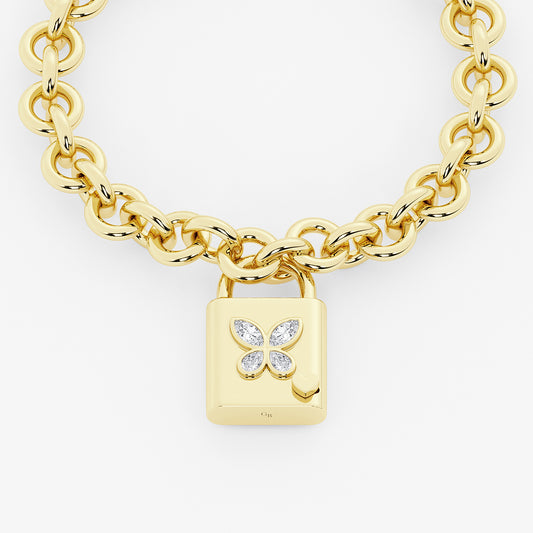 Sant'Angelo 1 ctw Multi-Shape Lab Grown Diamond Butterfly Lock Bracelet    SS with 14K Yellow Gold Plating, DE, VS1