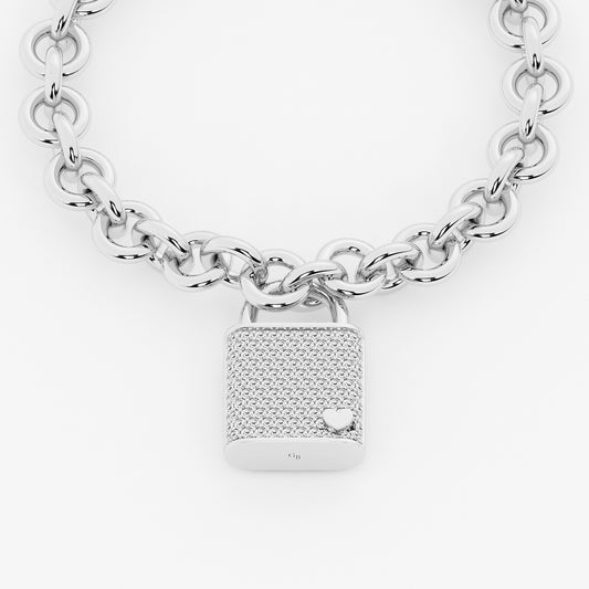 Brooklyn Lab Grown Diamond Pavé Lock Bracelet in Sterling Silver - 2.5 CTW