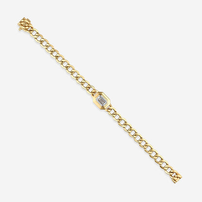 Emerald Cut Lab Grown Diamond Bezel Solitaire Bracelet