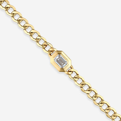 Emerald Cut Lab Grown Diamond Bezel Solitaire Bracelet