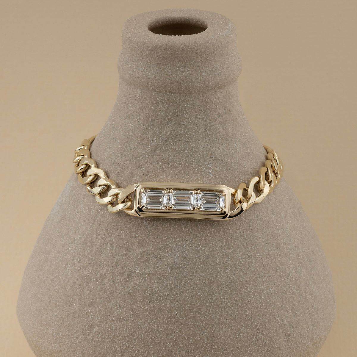 Emerald Cut Lab Grown Diamond Bezel Bracelet